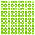 100 cleaning icons set green circle Royalty Free Stock Photo