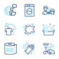 Cleaning icons set. Included icon as Hand washing, Washing machine, Cleaning service signs. Vector Royalty Free Stock Photo