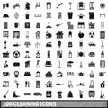 100 cleaning icons set, simple style Royalty Free Stock Photo