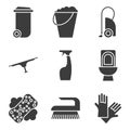 Cleaning items and tools concepts icons set. Royalty Free Stock Photo