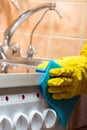 cleaning the kitchen - cleaning the stove Royalty Free Stock Photo