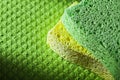 Cleaning kitchen sponges on dishcloth Royalty Free Stock Photo