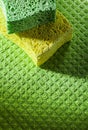 Cleaning kitchen sponges on dishrag Royalty Free Stock Photo