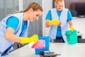 Cleaning ladies working in office Royalty Free Stock Photo