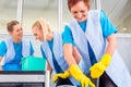 Cleaning ladies working in office Royalty Free Stock Photo