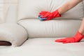 Cleaning leather sofa