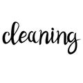 Cleaning, lettering for the logo, handwritten in black. Suitable for cleaning services, housework. sign, badge, banner, tag,