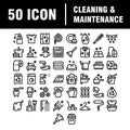 Cleaning line icons. Laundry, Window sponge and Vacuum cleaner icons. Washing machine, Housekeeping service and Maid cleaner