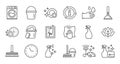 Cleaning line icons. Laundry, Sponge and Vacuum cleaner. Linear icon set. Vector