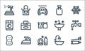 Cleaning Line Icons. Linear Set. Quality Vector Line Set Such As Toothpaste, Wash, Sponge, Shower, Iron, Washing Machine, Clean,
