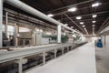 cleaning lines, where the pulp and paper products are cleaned and sanitized for further use