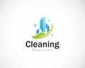 cleaning logo creative nature leaf city care building Royalty Free Stock Photo