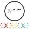 Cleaning logo template. Set icons in color circle buttons Royalty Free Stock Photo