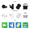 Cleaning and maid black, flat, monochrome icons in set collection for design. Equipment for cleaning vector symbol stock Royalty Free Stock Photo