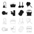 Cleaning and maid black,outline icons in set collection for design. Equipment for cleaning vector symbol stock web Royalty Free Stock Photo