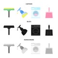 Cleaning and maid cartoon,black,monochrome icons in set collection for design. Equipment for cleaning vector symbol