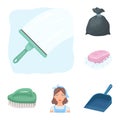 Cleaning and maid cartoon icons in set collection for design. Equipment for cleaning vector symbol stock web