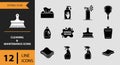 12 Cleaning and Maintenance Icons solid icon set Royalty Free Stock Photo