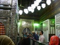 Cleaning man inside mosque holy grave of sayda zainab in egypt cairo