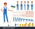 Cleaning man staff character vector design. Create your own pose Royalty Free Stock Photo