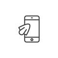 Cleaning mobile phone line icon