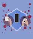 Cleaning mobile phone to protection and eliminate germs