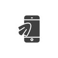 Cleaning mobile phone vector icon