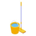 Cleaning mop bucket icon isometric vector. Broom housework Royalty Free Stock Photo