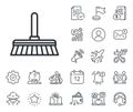 Cleaning mop line icon. Sweep a floor. Salaryman, gender equality and alert bell. Vector