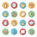 Cleaning multicolored outline vector circle icons set. Royalty Free Stock Photo