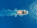 Cleaning ocean from trash boat nets for fishing plastic bottles. Concept pollution of water environment Royalty Free Stock Photo