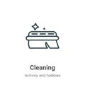 Cleaning outline vector icon. Thin line black cleaning icon, flat vector simple element illustration from editable activities Royalty Free Stock Photo