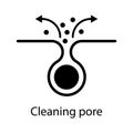 Cleaning pore icon, blackhead dermatology skin problem, acne skincare problem symbol vector illustration