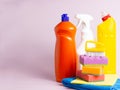 A set for cleaning various surfaces in the kitchen Royalty Free Stock Photo