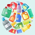 Cleaning products household bottle plastic liquid detergent product vector illustration. Housework supplies. Cleaner Royalty Free Stock Photo