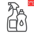 Cleaning products line icon, hygiene and chemical, household cleaner products sign vector graphics, editable stroke