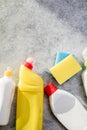 Cleaning products. Plastic chemical detergent bottles and equipment, Domestic household or business sanitary cleaning
