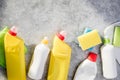 Cleaning products. Plastic chemical detergent bottles and equipment, Domestic household or business sanitary cleaning