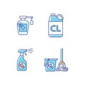 Cleaning products RGB color icons set