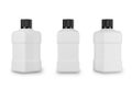 Cleaning products white plastic bottles for shampoo or liquid laundry detergent and black pump head, Package 3D mockup isolated Royalty Free Stock Photo