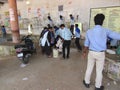 Cleaning program organised by national service scheme NSS students at a public place in India Royalty Free Stock Photo