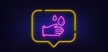 Cleaning rubber gloves line icon. Hygiene sign. Neon light speech bubble. Vector Royalty Free Stock Photo