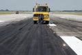 Cleaning of the runway at the airport