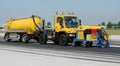 Cleaning of the runway at the airport