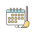 Cleaning schedule RGB color icon. Household chores. Plan, calendar. Cleanliness control. Keeping house clean. Tidy