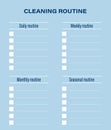 Cleaning schedule template. Blank, empty cleaning planner on year. Vector