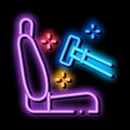 cleaning of seats in car neon glow icon illustration Royalty Free Stock Photo