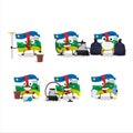 Cleaning service african republic flag cute cartoon character using mop