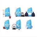 Cleaning service blue chalk cute cartoon character using mop