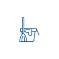 Cleaning service,bucket with a broom line icon concept. Cleaning service,bucket with a broom flat vector symbol, sign Royalty Free Stock Photo